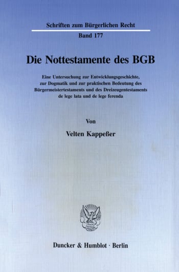 Cover: Die Nottestamente des BGB