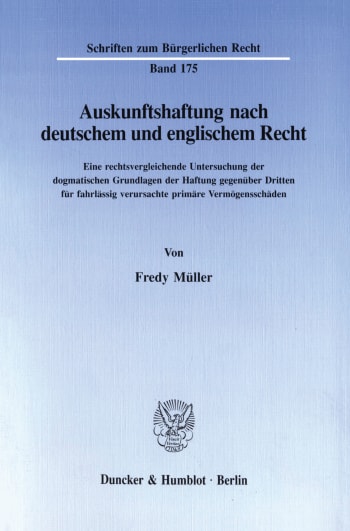 Cover: Auskunftshaftung nach deutschem und englischem Recht