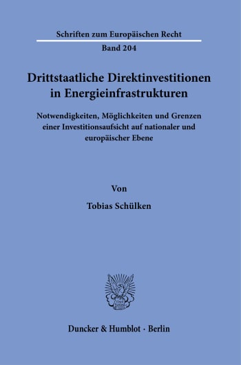 Cover: Drittstaatliche Direktinvestitionen in Energieinfrastrukturen