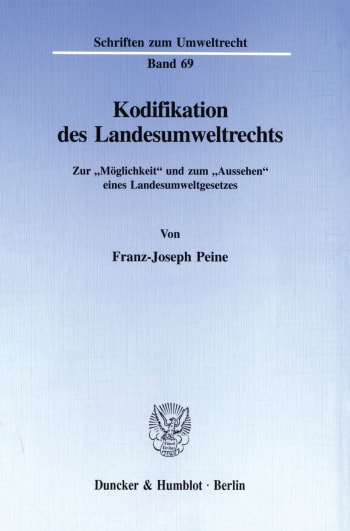 Cover: Kodifikation des Landesumweltrechts