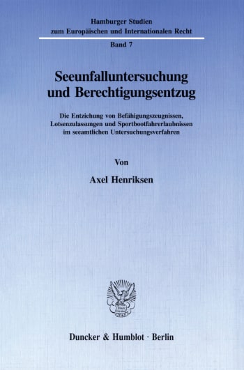 Cover: Seeunfalluntersuchung und Berechtigungsentzug