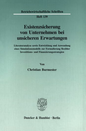 Cover: Existenzsicherung von Unternehmen bei unsicheren Erwartungen