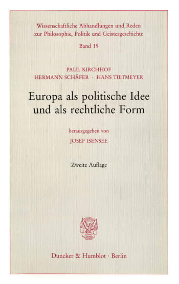 Cover: Europa als politische Idee und als rechtliche Form