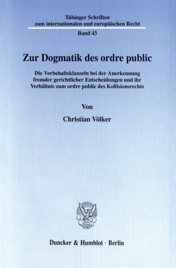 Cover: Zur Dogmatik des ordre public