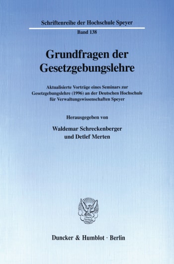 Cover: Grundfragen der Gesetzgebungslehre