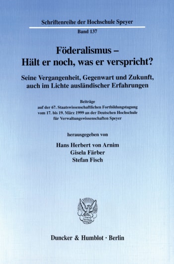 Cover: Föderalismus - Hält er noch, was er verspricht?