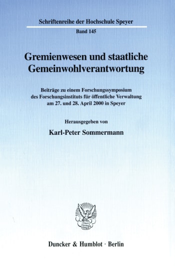 Cover: Gremienwesen und staatliche Gemeinwohlverantwortung