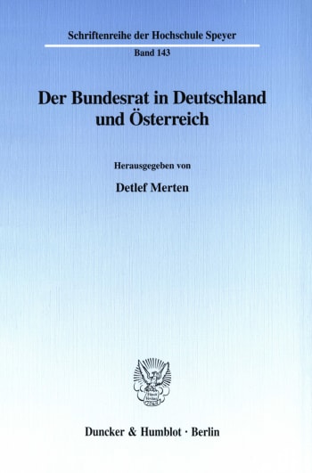 Cover: Der Bundesrat in Deutschland und Österreich