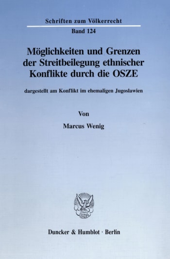 Cover: Möglichkeiten und Grenzen der Streitbeilegung ethnischer Konflikte durch die OSZE,