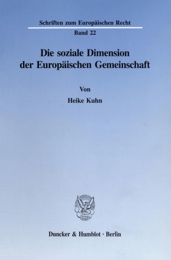 Cover: Die soziale Dimension der Europäischen Gemeinschaft