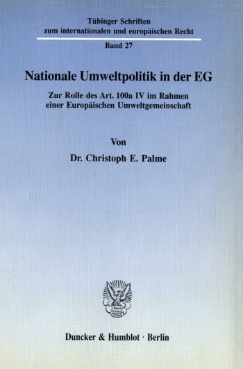 Cover: Nationale Umweltpolitik in der EG