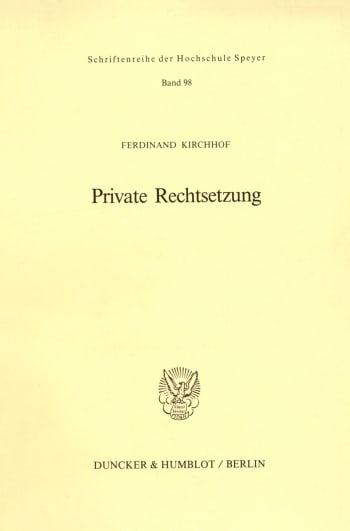 Cover: Private Rechtsetzung