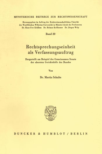 Cover: Rechtsprechungseinheit als Verfassungsauftrag