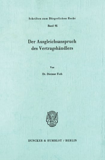 Cover: Der Ausgleichsanspruch des Vertragshändlers