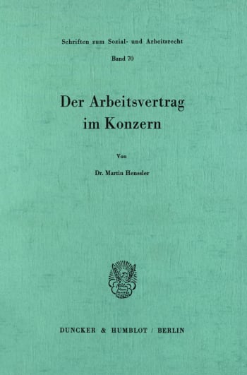 Cover: Der Arbeitsvertrag im Konzern