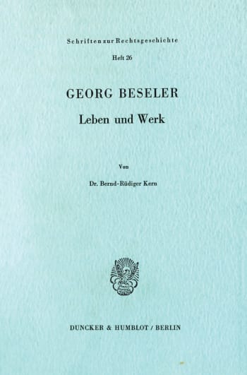 Cover: Georg Beseler