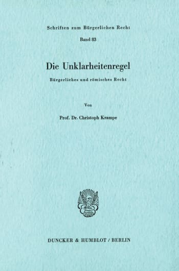 Cover: Die Unklarheitenregel