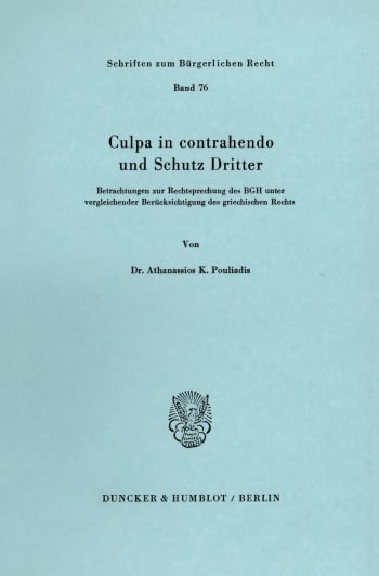 Cover: Culpa in contrahendo und Schutz Dritter