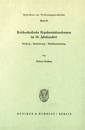 Cover: Reichsständische Repräsentationsformen im 16. Jahrhundert