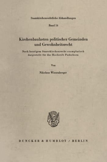 Cover: Kirchenbaulasten politischer Gemeinden und Gewohnheitsrecht