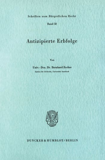 Cover: Antizipierte Erbfolge