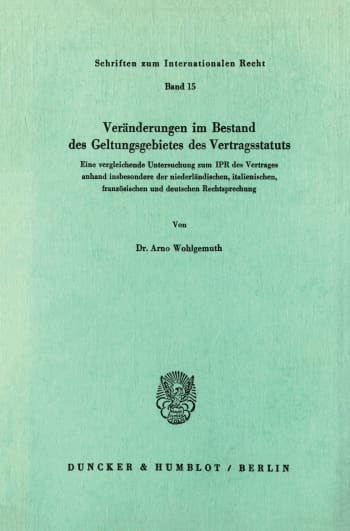 Cover: Veränderungen im Bestand des Geltungsgebietes des Vertragsstatuts