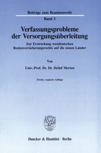 Cover: Verfassungsprobleme der Versorgungsüberleitung