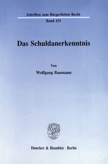 Cover: Das Schuldanerkenntnis