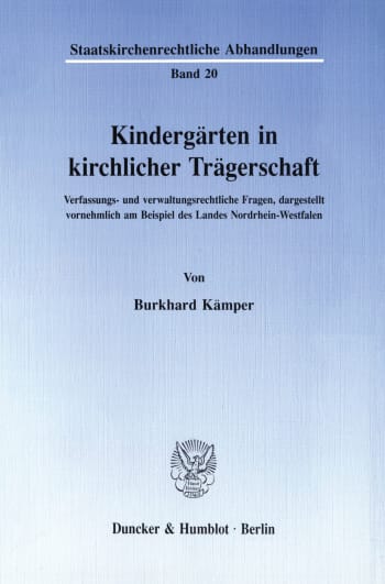 Cover: Kindergärten in kirchlicher Trägerschaft