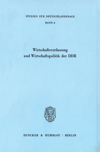 Cover: Wirtschaftsverfassung und Wirtschaftspolitik der DDR