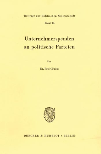 Cover: Unternehmerspenden an politische Parteien