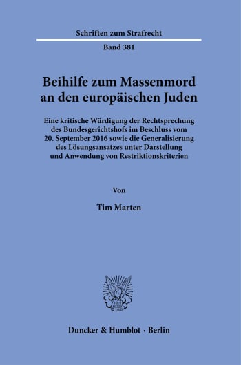 Cover: Beihilfe zum Massenmord an den europäischen Juden