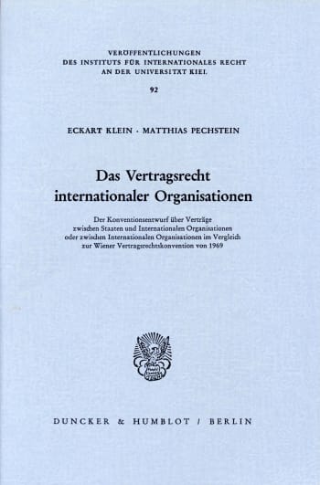 Cover: Das Vertragsrecht internationaler Organisationen