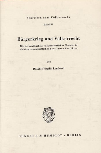 Cover: Bürgerkrieg und Völkerrecht