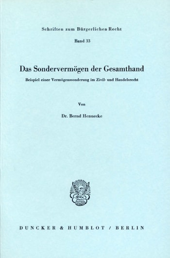 Cover: Das Sondervermögen der Gesamthand