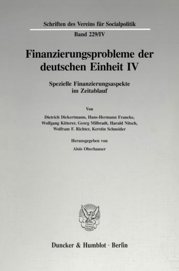 Cover: Finanzierungsprobleme der deutschen Einheit IV