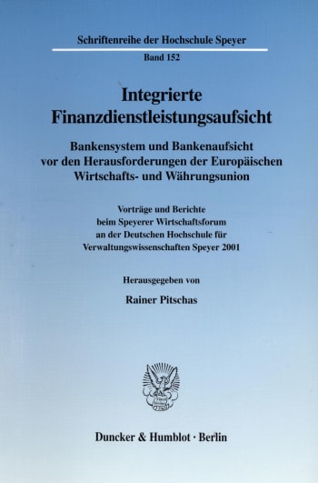 Cover: Integrierte Finanzdienstleistungsaufsicht