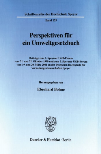 Cover: Perspektiven für ein Umweltgesetzbuch