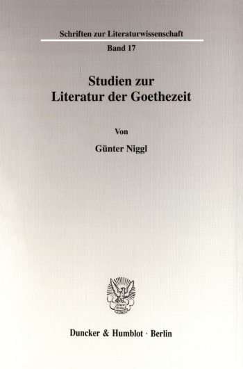 Cover: Studien zur Literatur der Goethezeit