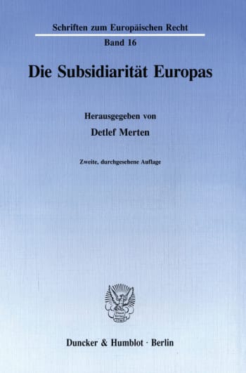 Cover: Die Subsidiarität Europas