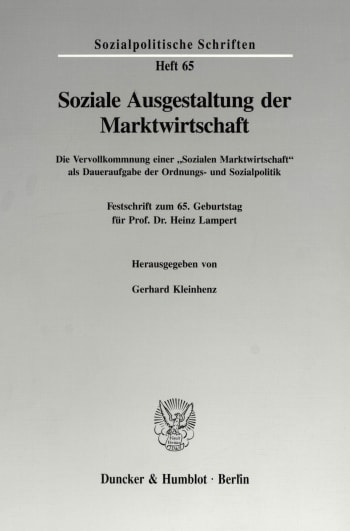 Cover: Soziale Ausgestaltung der Marktwirtschaft