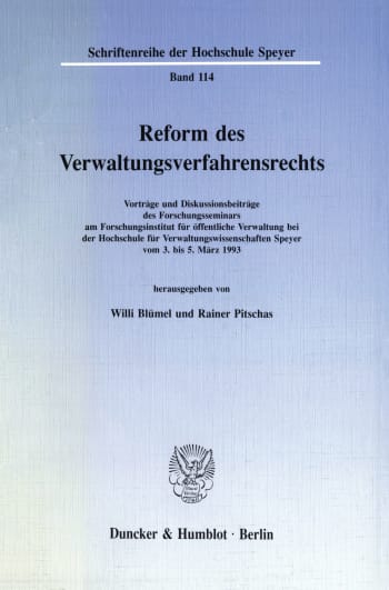 Cover: Reform des Verwaltungsverfahrensrechts