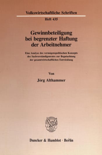 Cover: Gewinnbeteiligung bei begrenzter Haftung der Arbeitnehmer