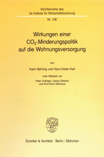 Cover: Wirkungen einer CO(2)-Minderungspolitik auf die Wohnungsversorgung