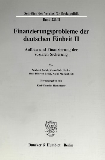 Cover: Finanzierungsprobleme der deutschen Einheit II