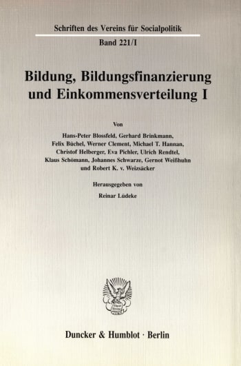 Cover: Bildung, Bildungsfinanzierung und Einkommensverteilung I