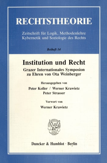 Cover: Institution und Recht