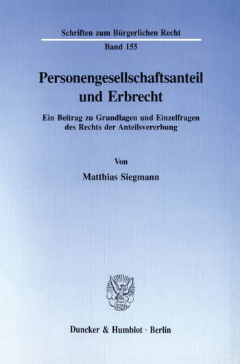 Cover: Personengesellschaftsanteil und Erbrecht