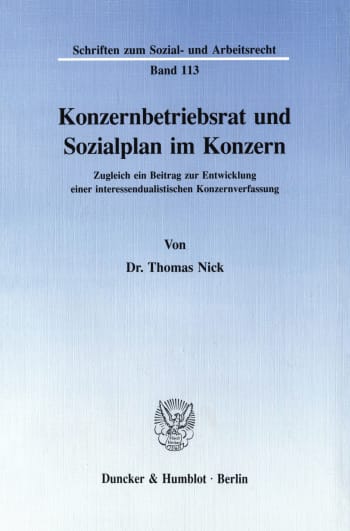 Cover: Konzernbetriebsrat und Sozialplan im Konzern