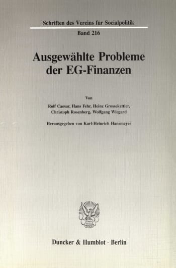 Cover: Ausgewählte Probleme der EG-Finanzen